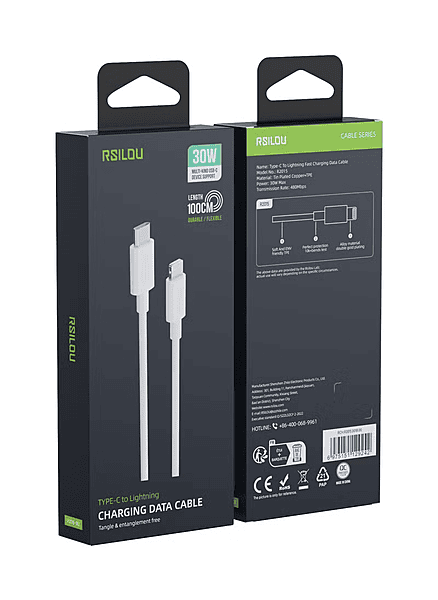 Cable Chargeur Lightning Vers USB Type C 30W 2M RSILOU