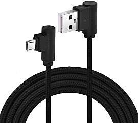 Cable USB Type A Male Vers Micro USB Male incline a 90 degres Tresse Noir 5 Pi