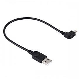 Cable USB Type A Male Vers Micro USB Male incline a 90 degres Tresse Noir 7 Pi