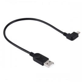 Cable USB Type A Male Vers Micro USB Male incline a 90 degres Tresse Noir 7 Pi