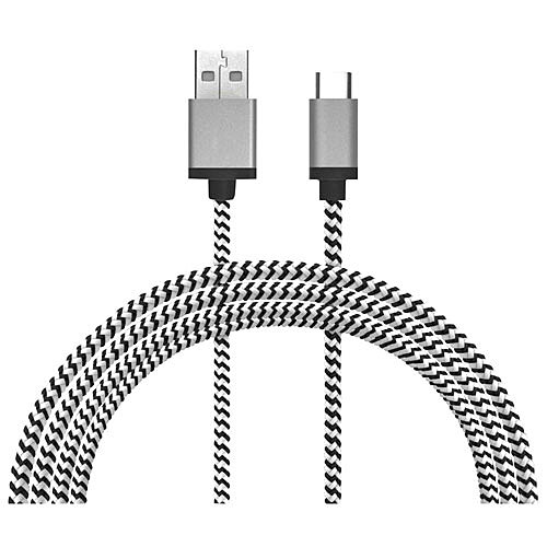Cable USB Type C Vers USB Type A 1Pi (0.3m) Tresse Noir et Blanc LBT Boite Ouverte