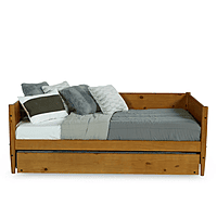Modern Wooden Sofa Cum Bed with Pull-Out Trundle | 74x38x28 in (188x96.5x71 cm)