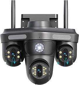 Camera de Securite Exterieur 12 MP Multi Lens & Multi Screen Triple Lens 10X PTZ