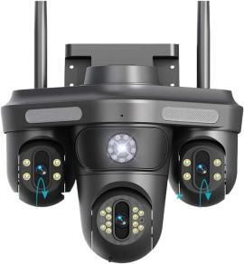 Camera de Securite Exterieur 12 MP Multi Lens & Multi Screen Triple Lens 10X PTZ