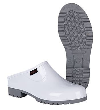 Marina White Grey Slip-on Clog