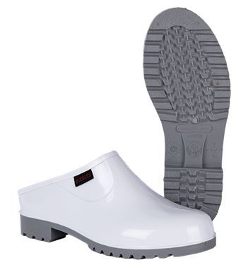 Marina White Grey Slip-on Clog