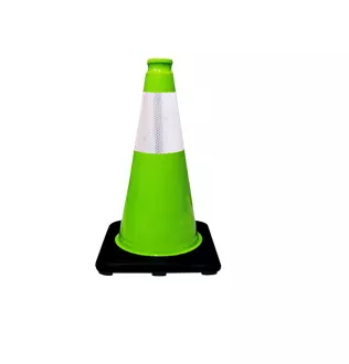 Traffic Cone Soft PVC Lime Black Rubber Base