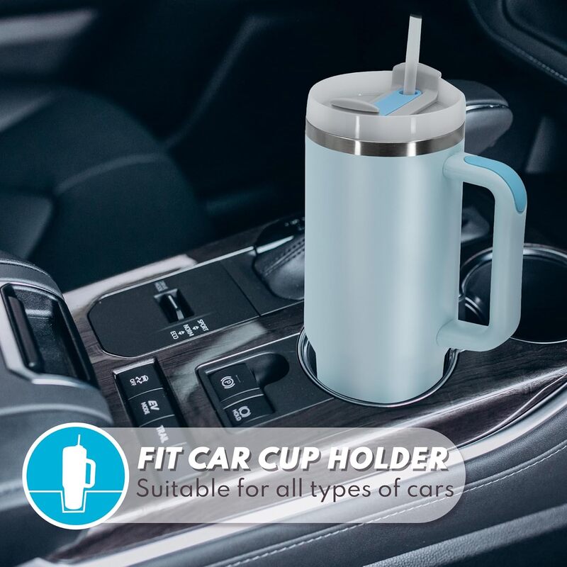 40 Oz Tumbler with Handle and Straw