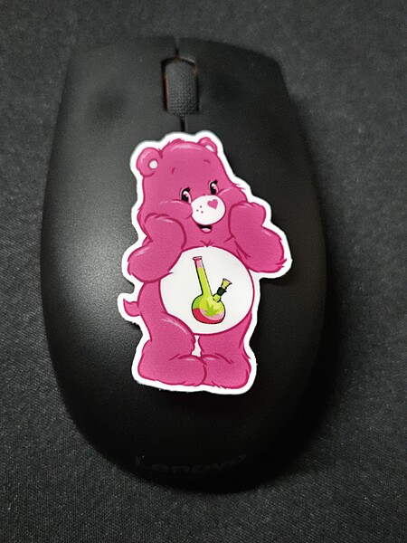 Caring Weed Bear Sticker- Pink Bong