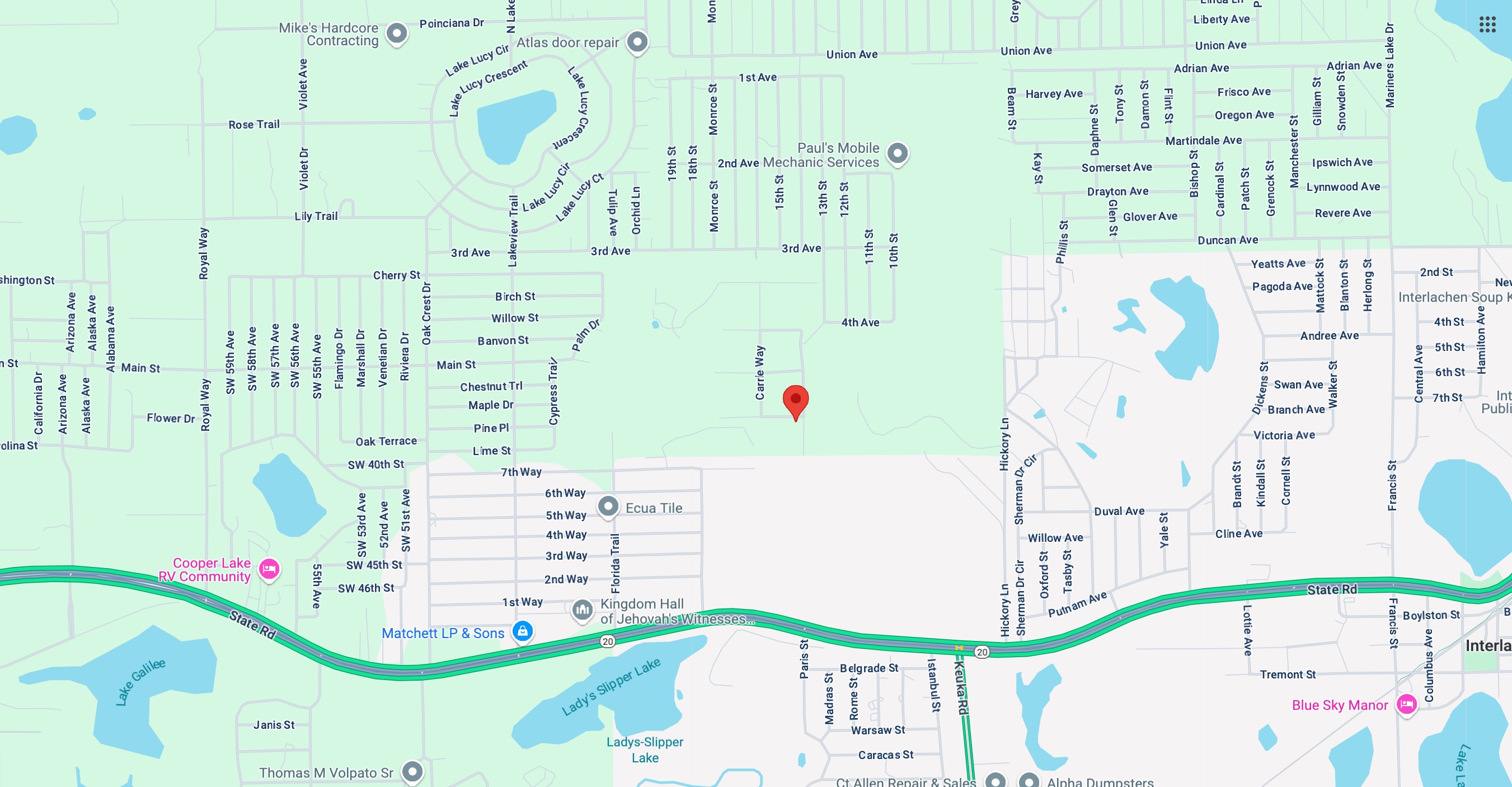 Carrie Way Lot on a Dirt Road - 1.01 Acres of Land in Interlachen