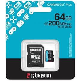 Carte MicroSD 64 Go Kingston Canvas Go!Plus C10/UHS-I (U3) V30 200 Mo/s