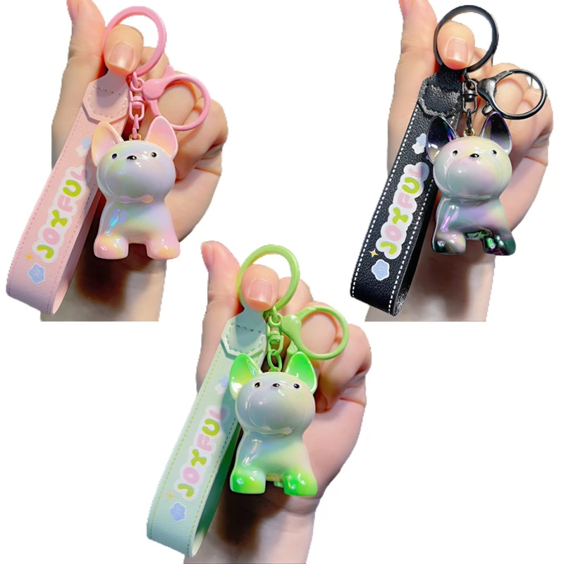 Glossy Puppy Resin Keychain with Strap – Cute Dog Bag & Car Charm