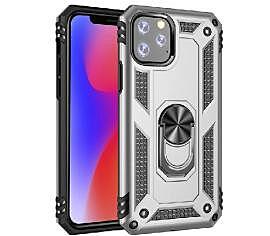 Case Apple iPhone 11 Pro Max Argent - Armor Hybride Military avec bague de maintien