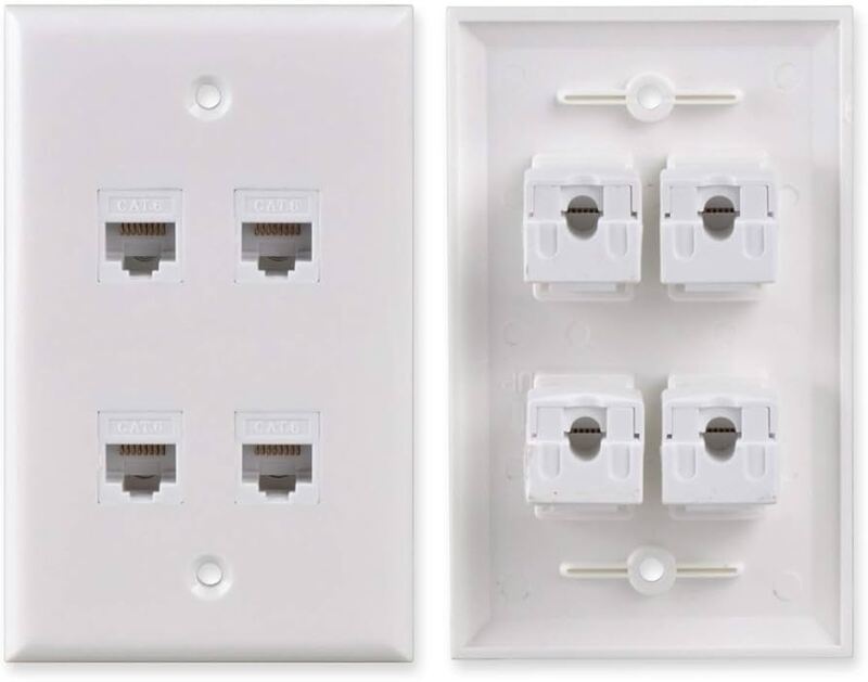 Cat 6 UTP Face Plates - 4 Ports (Fully Loaded)