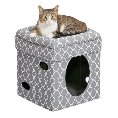 Midwest Curious Cat Cube – Grey Midwest Curious Cat Cube – Grey