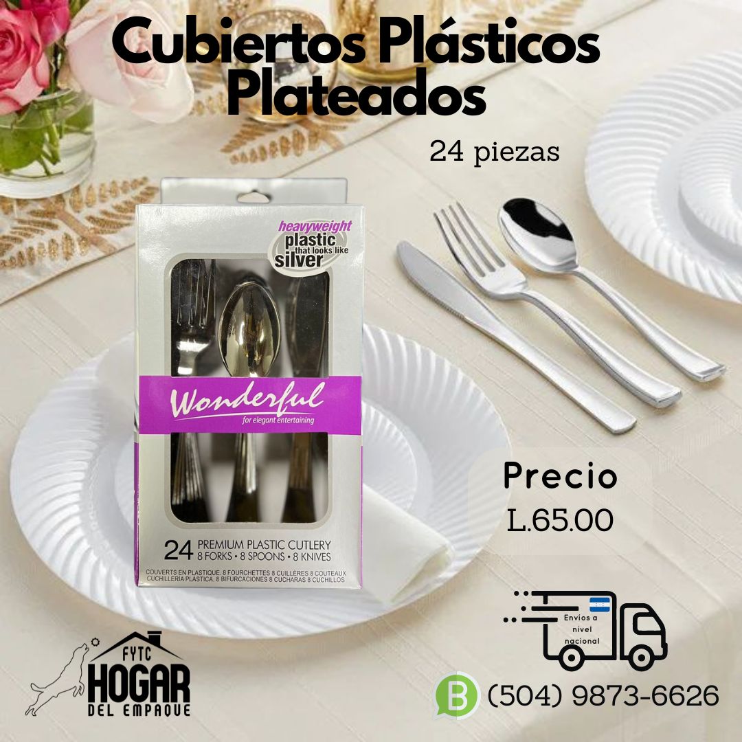 Set 24pcs Cuchara, Tenedor y Cuchillo Plateado