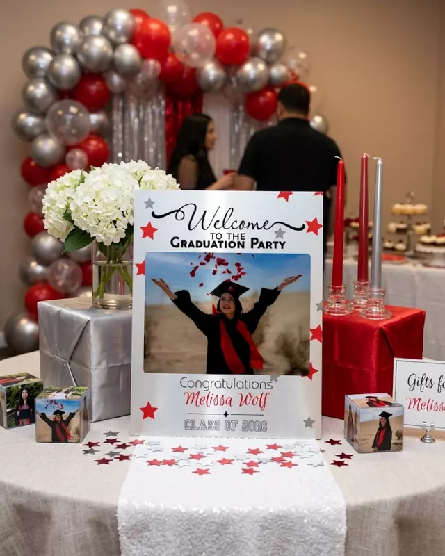 Summit Series personalized graduation welcome sign displayed at graduation party