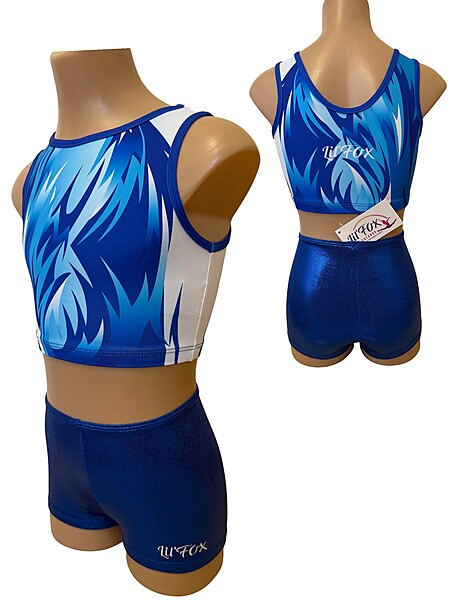 CELESTIAL CROP SET DEEP ROYAL BLUE SHORTS