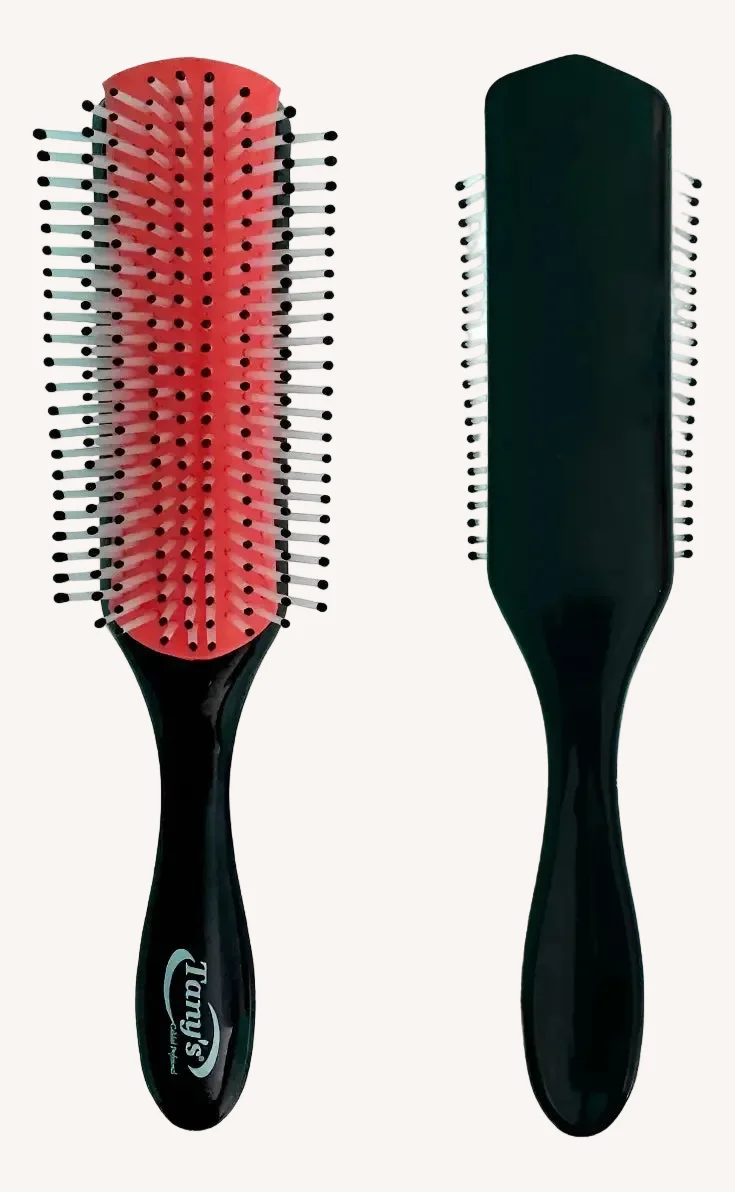 Cepillo Tipo Denman Negro/Rojo Marca Tanys