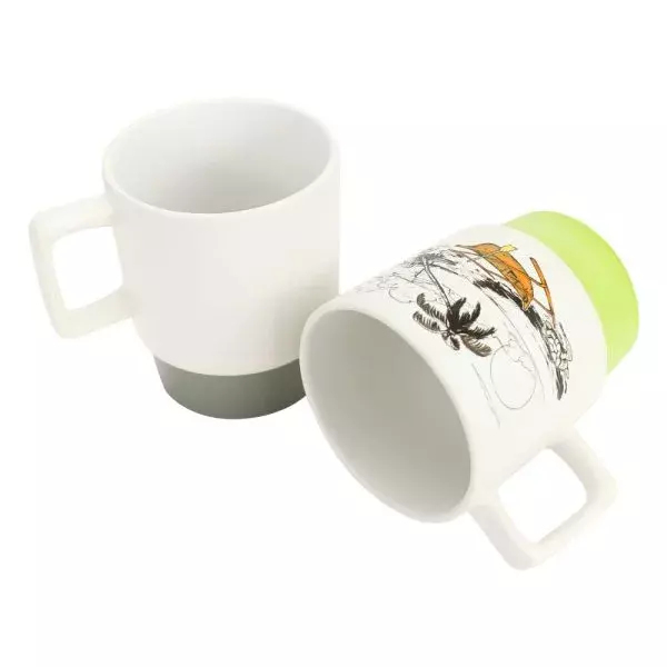 Printed White Mug with Bottom Color Clay