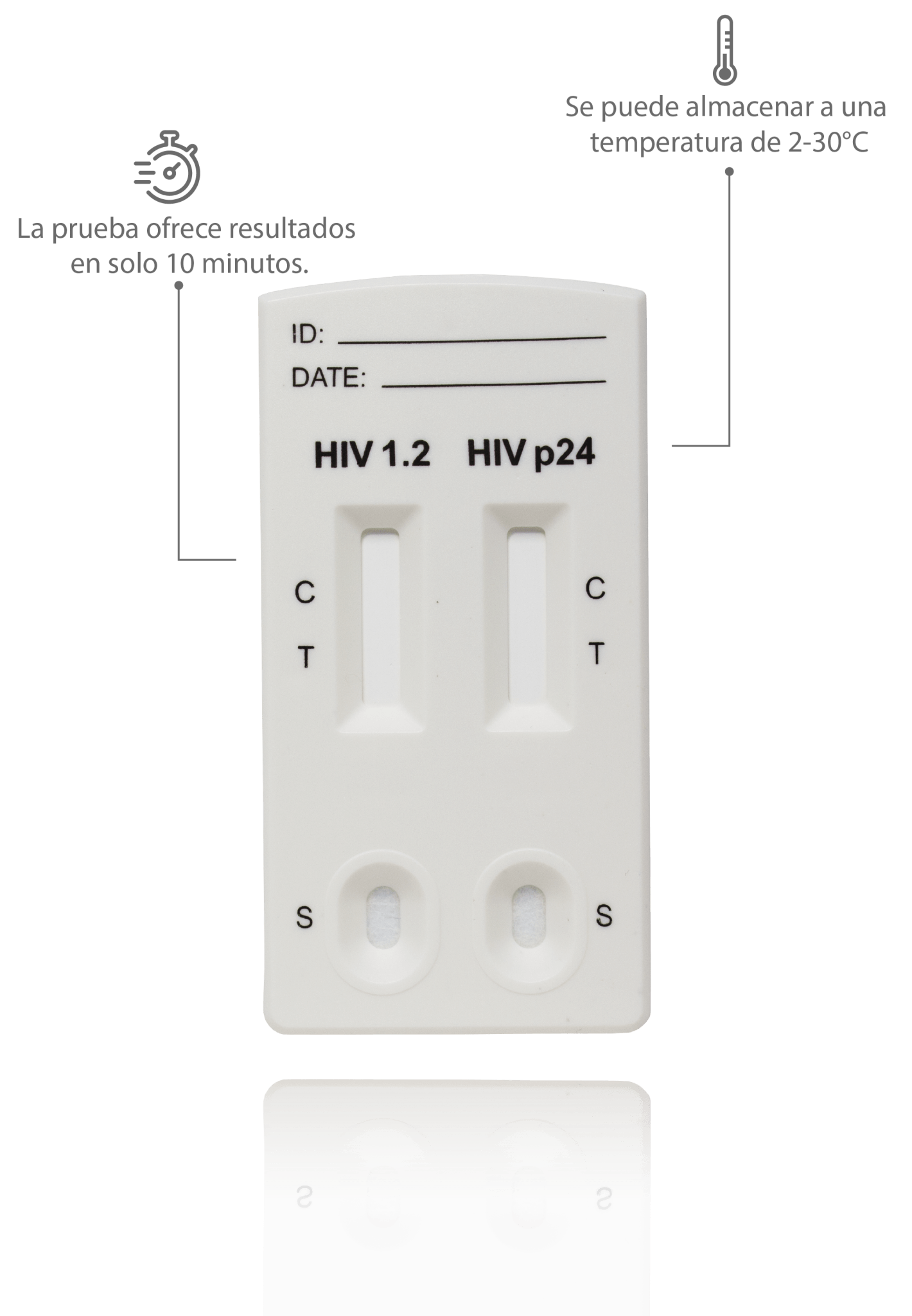 Prueba para detección de anticuerpos de VIH (1, 2) y antígeno (p24) de cuarta generación en cassette - Caja con 25 piezas - Certum