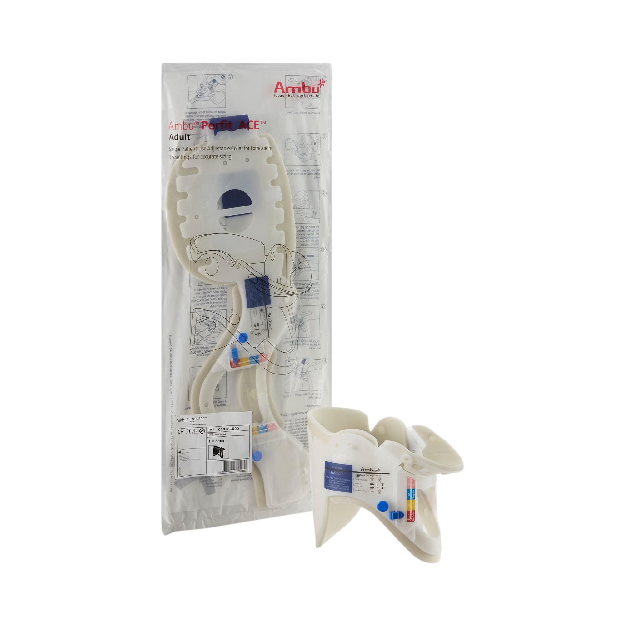 Ambu® Perfit ACE™ Extrication Cervical Collar, Adult, Adjustable, One Size Fits Most