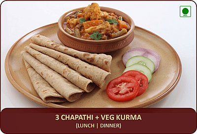 Chapathi + Veg Kurma - 3 Pcs