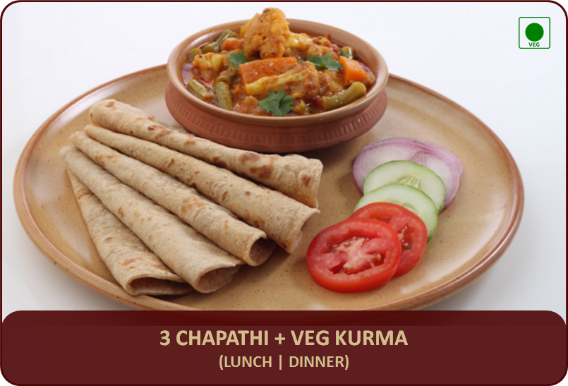 Chapathi + Veg Kurma - 3 Pcs
