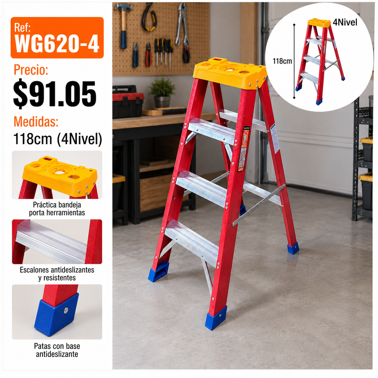 Escalera de metal 4 niveles - WG620-4
