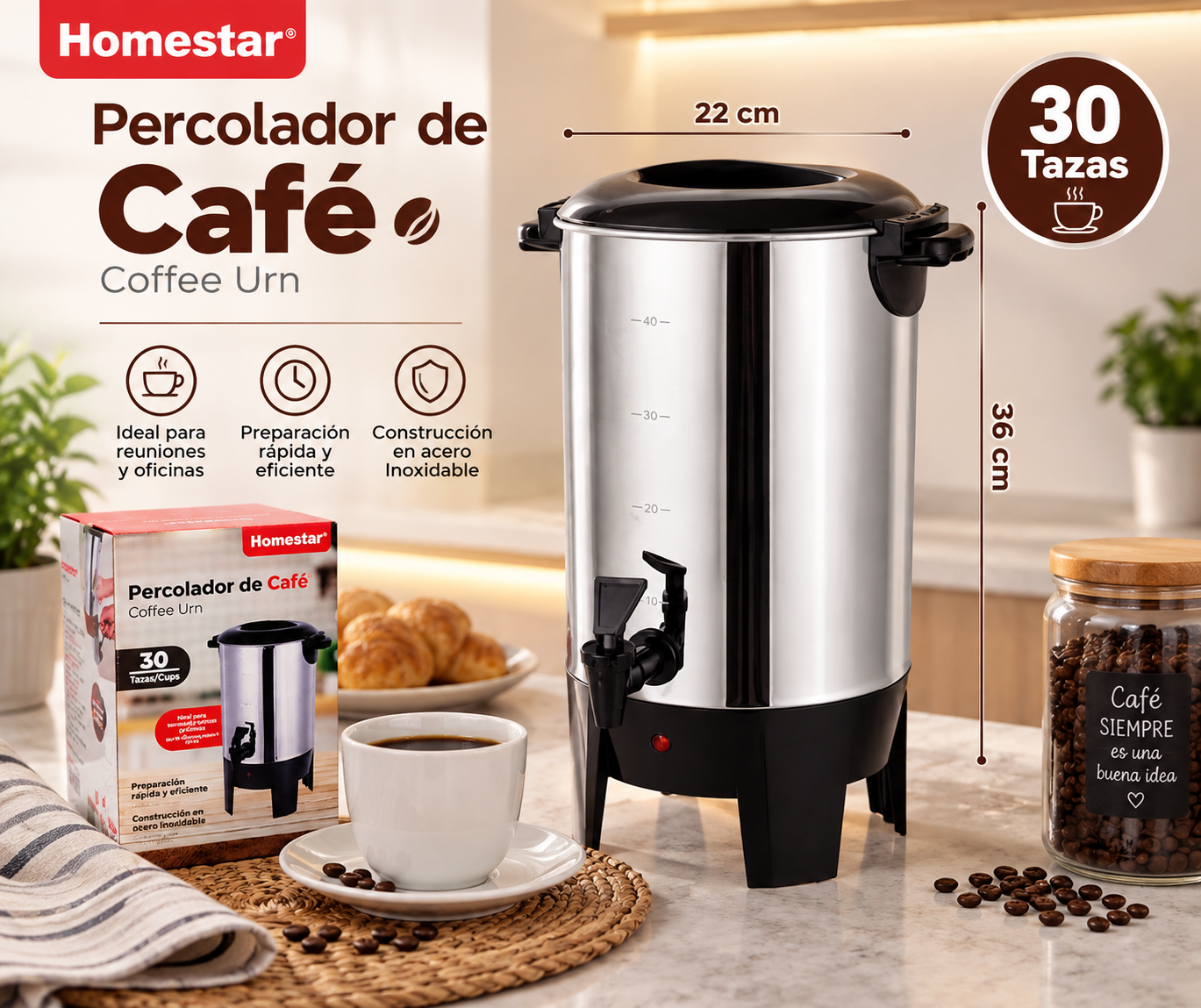 Cafetera percoladora 30 tazas - HS-1030