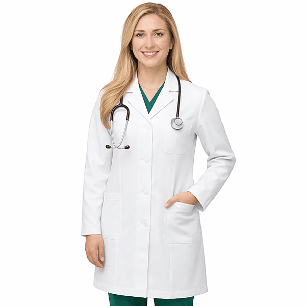 Women’s Premium White Lab Coat – Wrinkle-Free Polyester Yarn