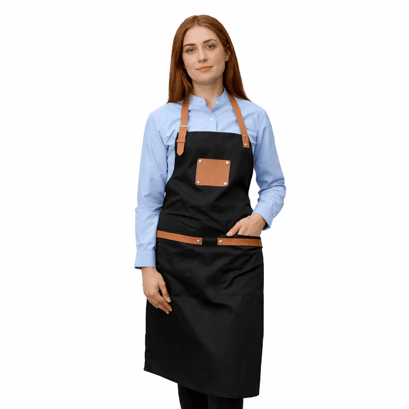 Unisex Full-Length Work Apron – Premium Twill Cotton with Leather Reinforcement
