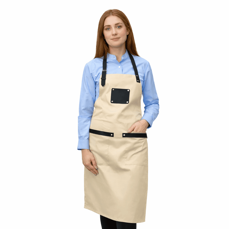 Unisex Full-Length Work Apron – Premium Twill Cotton with Leather Reinforcement