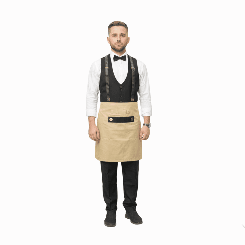 Unisex Service Waist Apron – Premium Twill Cotton with Leather Details