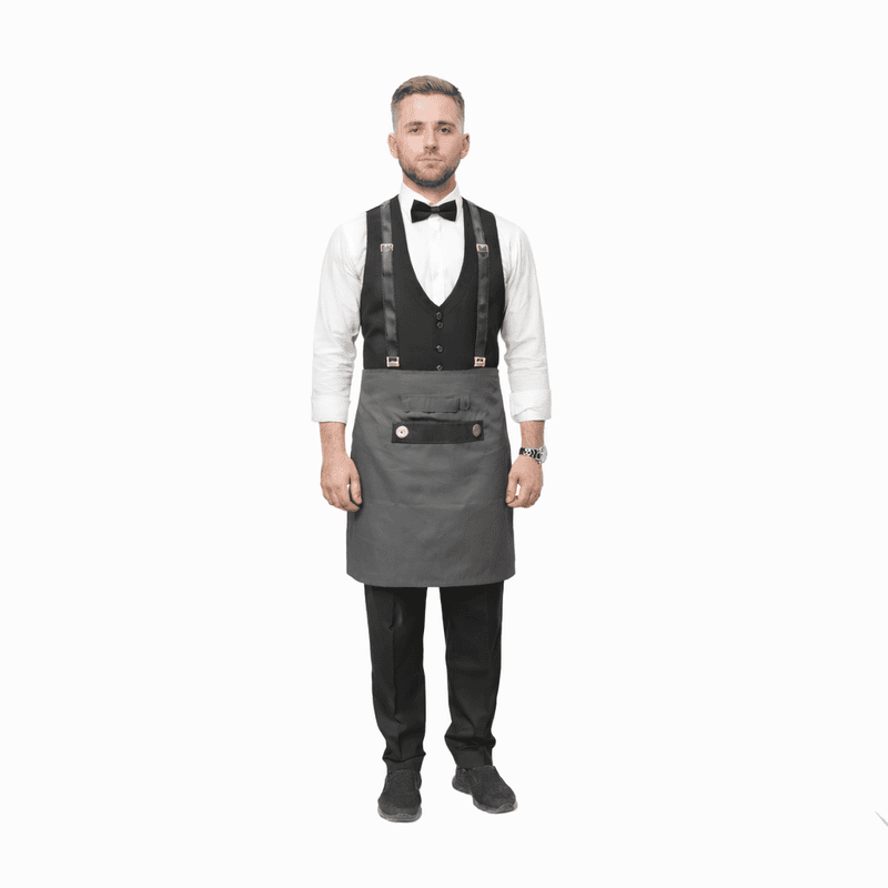 Unisex Service Waist Apron – Premium Twill Cotton with Leather Details