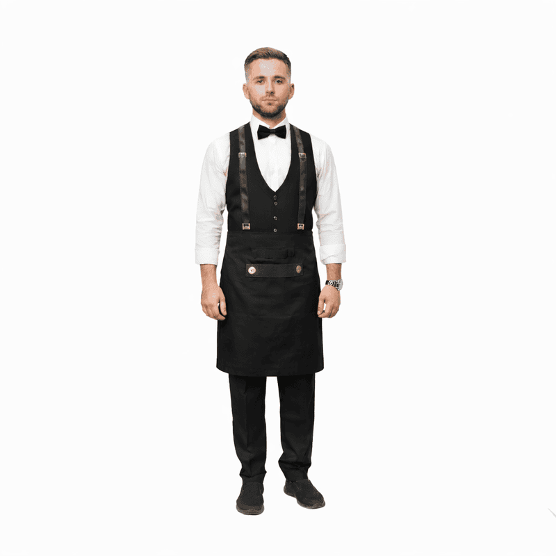Unisex Service Waist Apron – Premium Twill Cotton with Leather Details