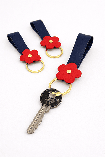 Leather Flower Loop Keychain