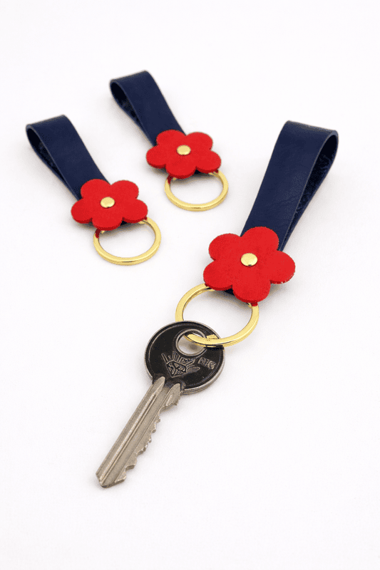 Leather Flower Loop Keychain