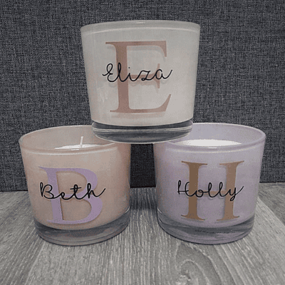 Initial Glass Candle Set