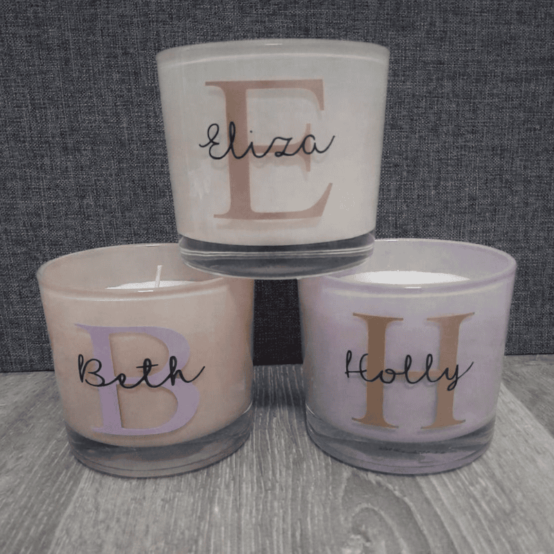 Initial Glass Candle Set