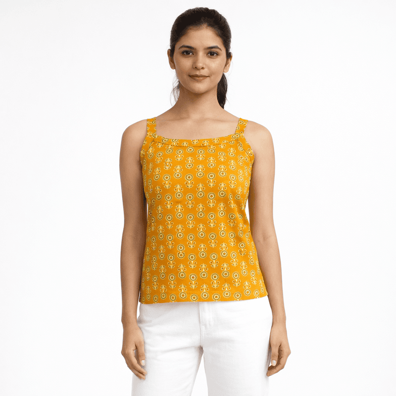 Mustard Yellow Printed Cotton top