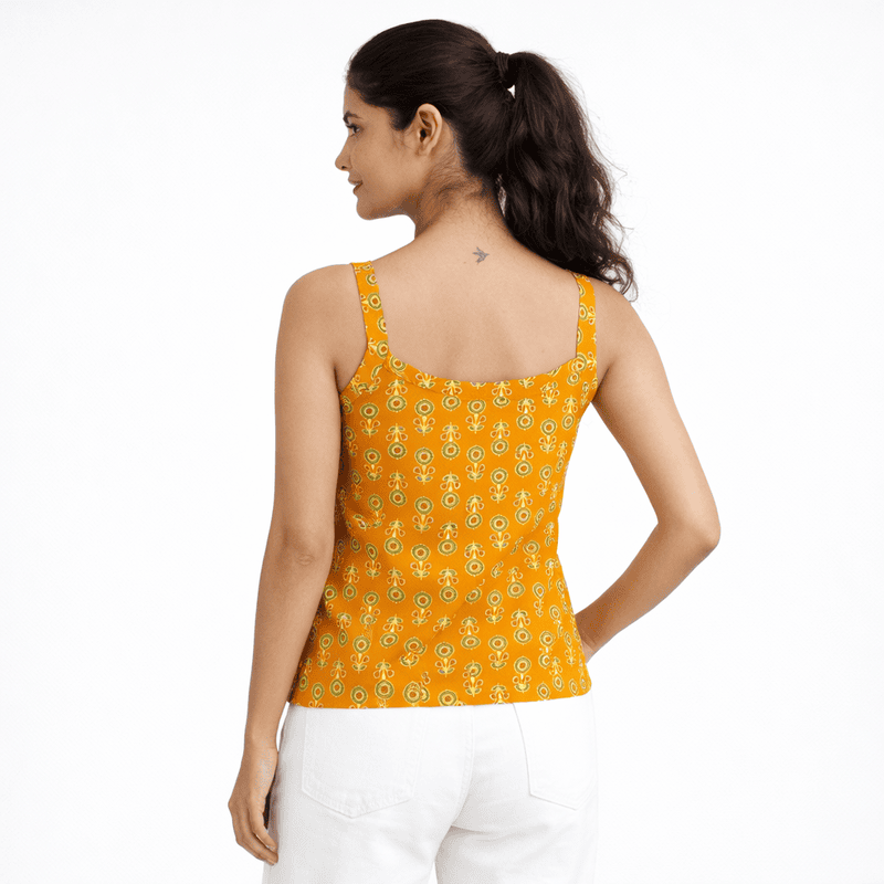 Mustard Yellow Printed Cotton top
