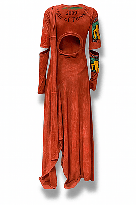 Face-back Vented Sleeve Sash Dress in Red