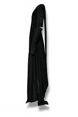Face-back Vented Sleeve Sash Dress in Black