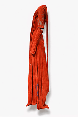 Face-back Vented Sleeve Sash Dress in Red