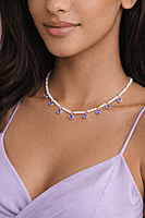 Violet Aura Pearl Drop Necklace