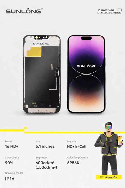 SUNLONG iPhone 16 HD+ In-Cell Screen Replacement 6.1 Inch