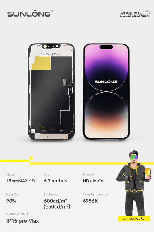 SUNLONG iPhone 15 Pro Max HD+ In-Cell Screen Replacement 6.7 Inch