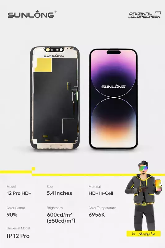 SUNLONG iPhone 12 Pro HD+ In-Cell Screen Replacement – 5.4 Inch