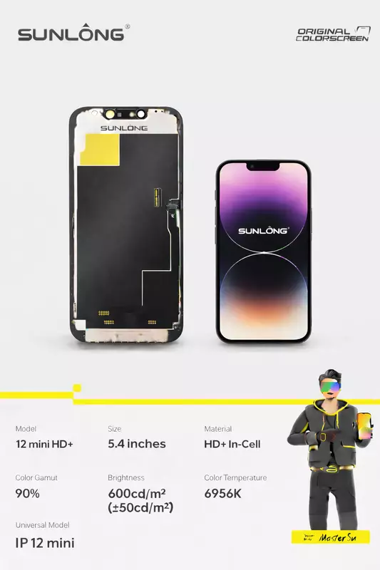 SUNLONG iPhone 12 Mini HD+ In-Cell Replacement Screen (5.4")